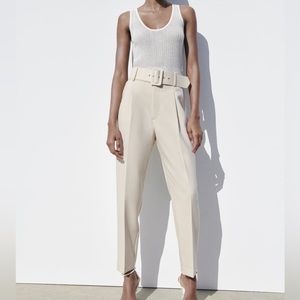 COPY - Zara Pants with Fabric Covered Belt. Size XL. NWT.